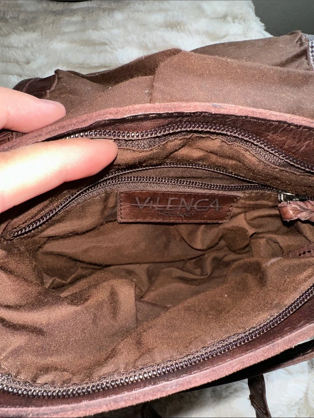 Brown Leather Crossbody Bag with Studded Mandala Detail